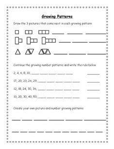 the worksheet for growing patterns to help students learn how to count numbers in order to