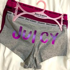 Brand New Never Worn Juicy Couture Panties/Boyshorts/Underwear Comes With Original Hanger Size Medium One Has A Juicy Couture Logo And The Others Are Plain 3 Underwear Of Different Shades Of Purple Summer Letter Print Short Boxer Briefs, Trendy Short Boxer Briefs For Loungewear, Fitted Letter Print Shorts For Loungewear, Apartment Decorating For Couples, Different Shades Of Purple, Juicy Couture Logo, Woman Clothes, Apartment Decorating, Shades Of Purple