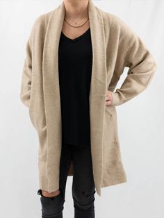 beige fold over long cardigan Collar Cardigan, Oversized Cardigan, Fold Over, Oversized Fits, Fitness Models, Collar, How To Wear