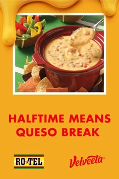 a bowl of queso like no other with tortilla chips on the side