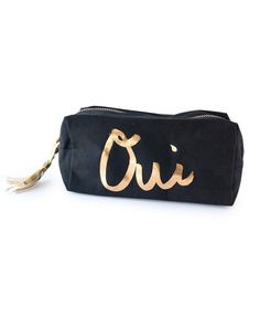 Oui Cosmetic Bag Ladies Choice, Canvas Cosmetic Bag, Handbag Essentials, Travel Cosmetic Bags, Cosmetic Case, Black Canvas, One Design, Ukulele, Gold Foil