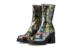 Steve Madden Klayton Boot - Women's Shoes : Comic Print : Dress up like a fashionista wearing the Steve Madden Klayton Boots, perfect for everyday wear. Stretchable synthetic upper. Synthetic and textile lining and insole. Zippered side closure. Mid-calf shaft height. Square toe and block heel. Synthetic outsole with high traction and durability. Imported. Measurements: Heel Height: 3 1 2 in Weight: 1 lb 4 oz Shaft: 9 in Platform Height: 1 in Product measurements were taken using size 8.5, width Knee-high Platform Synthetic Boots, Trendy High Ankle Boots In Synthetic Material, High Ankle Boots With Reinforced Heel, Medium Width High Ankle Synthetic Boots, Casual Synthetic Boots With Block Heel, Synthetic Boots With Reinforced Block Heel, Multicolor Heeled Boots With Round Toe For Winter, Multicolor Round Toe Heeled Boots For Winter, Trendy Synthetic Boots With Medium Width