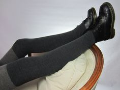 "Gray Over the Knee Socks Leg Warmers Charcoal Grey Thigh High Knit Boot Sock for Women Footless Socks Can be pulled up high to show over boots or scrunched down low around ankle A great opaque leg VACATIONHOUSE Fine Quality Hats, Beanies, Leather Jewelry, Leather Hair Wraps & Accessories. Luxury Fibers & Italian Leathers www.Vacationhouse.etsy.com Actual measurements Length 25\" high From Ankle to top (long) Width at top edge Medium- 8\".. 17.5\" fully stretched Contents: 80% Cotton 10% Casual Fitted Gray Stockings, Casual Gray Knee-high Stockings, Gray Stretch Knee-high Hosiery, Stretch Gray Knee-high Hosiery, Comfortable Gray Knee-high Socks For Fall, Casual Gray Thigh-high Legwear, Casual Gray Knee-high Legwear, Casual Gray Tights For Fall, Casual Gray Fall Tights