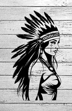 Native Headdress Drawing, Native American Clipart, Native American Tipi, Indian Women Tattoo, Native American Svg, Feather Svg, Native American Girl, Native Woman