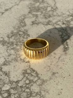 Trendy Gold Open Band Rings, Everyday Yellow Gold Rings, Everyday Yellow Gold Metal Ring, Trendy Yellow Gold Rings, Trendy Yellow Gold Metal Rings, Modern Tarnish Resistant Gold Plated Rings, Minimalist Yellow Gold Rings, Dainty Yellow Gold Metal Rings, Minimalist 14k Gold-tone Ring