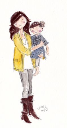 Custom Watercolours at Sophie & Lili, the cutest paintings I ever did see Mother And Child Painting, Dad And Son, Mommy Dearest, Custom Watercolor Portrait, Step Father, Cute Paintings, Family Illustration, Unique Gifts For Men, Custom Watercolor