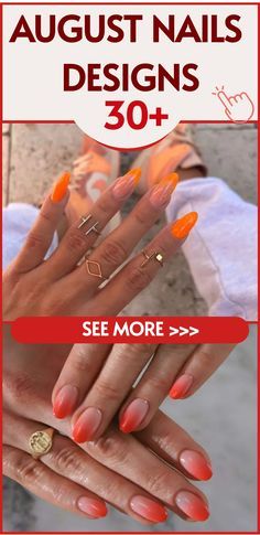 August Nail Art, August Nails Designs, Neon Orange Nails, Sky Blue Nails, August Nails, Baby Blue Nails, Lavender Nails, Spring Nail Designs, 30 August