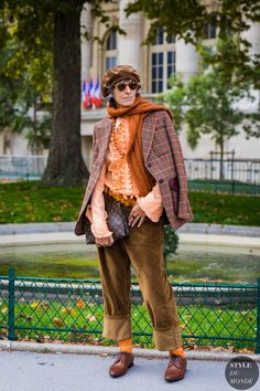 Ana Gimeno Brugada Archives - STYLE DU MONDE | Street Style Street Fashion Photos Vintage Military Jacket, Bright Sweater, Tommy Ton, Colorful Jacket, Orange Jacket, Monochrome Outfit, Prada Sunglasses, Cute Winter Outfits, Cold Weather Outfits