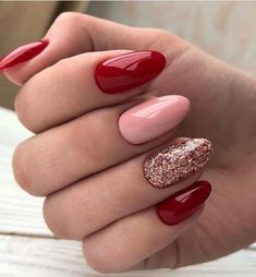 February Nails, Red Nail Designs, Diy Nail Designs, Dip Powder Nails, Dipped Nails, Nail Arts