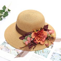 Category:Hats,Headwear,Straw Hats; Embellishment:Ruffle,Trim,Split Joint,Flower,Appliques; Gender:Women's; Quantity:1 PC; Style:Elegant,Vintage Style; Hats Category:Bucket Hat,Sun Hat,Straw Hat; Occasion:Casual,Holiday; Material:Straw; Front page:WE; Shipping Weight:0.12; Listing Date:03/29/2021; Head Circumference: Straw Hat Crafts, Holiday Headpiece, Bob Chapeau, Hat With Flowers, Straw Bucket Hat, Victorian Hats, Hat Decoration, Tea Party Hats