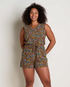 Getting tired of getting dressed? Try something new with this romper that mixes all the lightweight comfort of your favorite summer dress with the flexibility of a romper that dresses up and down with ease. Casual Bubble Romper With Floral Print For Spring, Casual Floral Print Bubble Romper For Spring, Sleeveless Rayon Jumpsuits And Rompers For Spring, Summer Floral Bubble Romper For The Beach, Casual Bubble Romper For Spring Vacation, Sleeveless Summer Bubble Romper With Floral Print, Spring Vacation Bubble Romper For Summer, Spring Summer Style Bubble Romper For Vacation, Versatile Summer Jumpsuits And Rompers For Loungewear