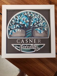 a family tree with the words casher family on it is framed in a white frame