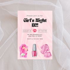 Girls Night Invitations, Team Bride Logo, Pajama Party Invitations, Powerpoint Party, Adult Slumber Party, School Powerpoint, School Powerpoint Templates, 2000s Theme, Slumber Party Invitations