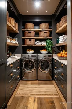 a washer and dryer in a small room