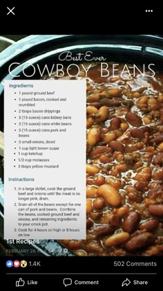 an image of a bowl of beans on facebook