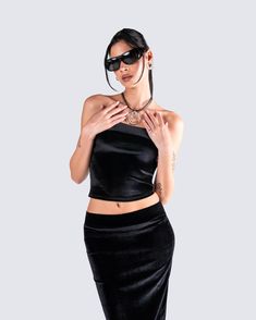 One of our most loved fits - now in black 🖤 This two-piece matching set is the perfect simple, yet sleek look to dress up or down - it will be impossible for them to ignore you in this fit 😏 Velvet Tube Top, Black Tube Top, Baddie Fits, Black Tube, Black Maxi Skirt, Black Maxi, Cargo Pant, Sleek Look, Staple Pieces