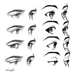 an image of different types of eyes and how to draw them with pencil on paper