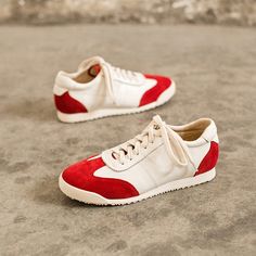 Dwarves looked to '70s track shoes as inspiration for the low-top Ballet Runner sneakers, which are now refreshed for the warmer months. they're set on slim rubber soles Color: Red,Khaki/Green/BlueMaterial: CalfskinLining: Genuine LeatherInsole: Genuine LeatherSole: RubberHeels: 1.5 Cm/0.59"* Fits true to size, take your normal size * US sizing Great Shoes To Spice Up Any Outfit, From Casual Jeans To Fancy Dress. The More You Wear Them, The More Comfortable They Will Become!Item No. Dwarves1528 Vintage Sneakers With Contrast Sole And Round Toe, Retro Lace-up Sneakers With Vibram Sole, Retro Sneakers With Vibram Sole And Round Toe, Vintage Sneakers With Vibram Sole And Round Toe, Retro Slip-on Sneakers With Contrast Sole, Track Shoes, Oxford Boots, Colorful Shoes, Lace Up Sneakers