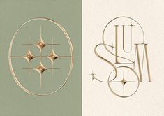 an artistic logo designed to look like it is made out of metal and gold foil