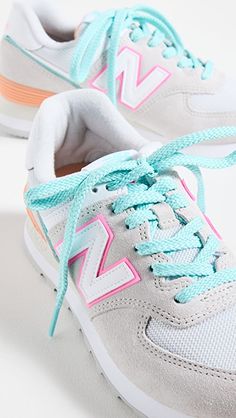 New Balance 574 Colorful, Cute New Balance Shoes, Preppy Sneakers, Nb Sneakers, New Balances, Weekend Looks, Trendy Shoes Sneakers