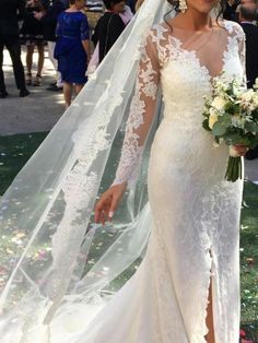 See Through Long Sleeve Lace Wedding Dresses Mermaid Wedding Dress with Slit AWD1234-SheerGirl Long Sleeve Lace Wedding Dresses, Wedding Dresses Near Me, Sweetheart Bridal Gown, Sweetheart Bridal, Wedding Dresses Mermaid, Long Sleeve Wedding Dress Lace, Rustic Wedding Dresses, Dresses Mermaid, Lace Wedding Dresses