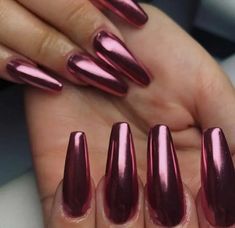 Black Pink Chrome Nails, Dark Magenta Nails, Magenta Chrome Nails, Chrome Color Nails, Dark Pink Chrome Nails, Chrome Nails Dark, Maroon Chrome Nails, Dark Red Chrome Nails, Metallic Pink Nails