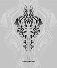 an abstract design in black and white on a gray background