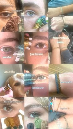 a collage of photos showing different types of eyeliners and their names on them