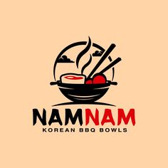 the logo for nam namm korean bbq bowls, which features chopsticks and vegetables