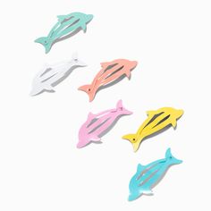 Claire's Club Glitter Sea Dolphin Shape Snap Hair Clips - 6 Pack | Claire's US Sea Dolphin, Snap Hair Clips, Barbie Summer, Mermaid Tale, Water Animals, Rainbow Nails