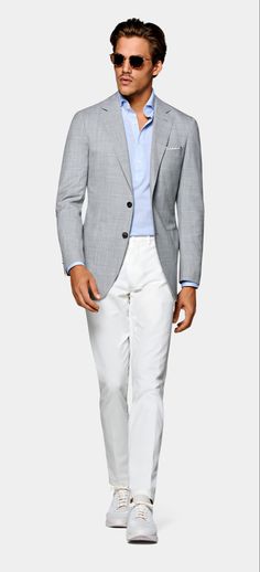 Light Grey Blazer Outfit Men, Grey Blazer Outfit Men, Grey Blazer Outfit, Light Grey Blazer, Mens Smart Casual Outfits, Mens Casual Outfits Summer, Blazer Outfit