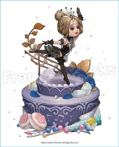 a figurine that is sitting on top of a cake