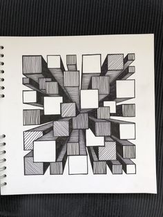 a black and white drawing with squares on it