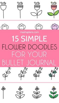 Doodles For Bullet Journal, Simple Flower Doodles, Bullet Journal Simple, Digital Bullet Journal, To Do Planner