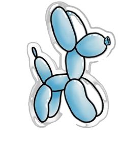 a blue balloon dog sticker on a white background