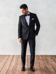 Black Bow Tie Groom, Elegant Fitted Wool Tuxedo, Winter Formal Slim Fit Pants, Winter Black Tie Tuxedo With Notch Lapel, Wool Tuxedo With Notch Lapel For Black Tie Events, Formal Tuxedo Pants With Suit Collar, Fitted Wool Tuxedo Suit, Wool Tuxedo For Black-tie Events With Welt Pockets, Wool Tuxedo With Welt Pockets For Black-tie Events