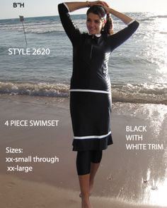 Modest Swimwear YES!!! Finally, a set that looks trendy, sleek and smart! Love it!!! I'm all over this for next summer! Leather Skirt Outfit Casual, Modest Summer Fashion, Swimwear Sets, Set Style, Model Style