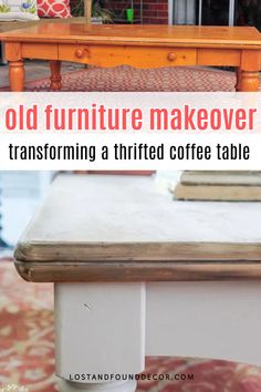 an old furniture makeover transformed into a coffee table