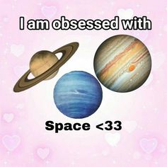 i am dressed with space and 3 planets on pink background for valentine's day