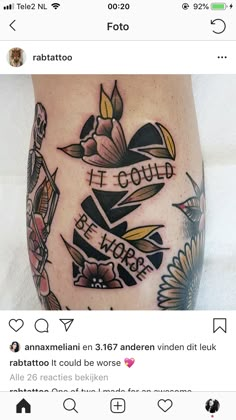 a tattoo on someone's leg that says it could be hope