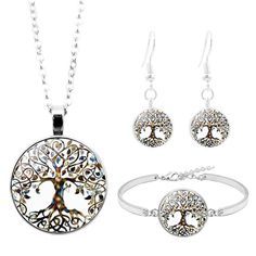 PRICES MAY VARY. Title: liveliwithmin Tree of Life Jewelry Set Personnality Life Tree Pendant Necklace with Drop Earrings Silver Plated Bracelet Vintage Immortal Tree Jewelry Gift. Product Type: Departments > Women > Jewelry > Jewelry Sets Tree Jewelry, Tree Of Life Jewelry, Drop Earrings Silver, Life Tree, Celtic Tree Of Life, Glass Bangles, Silver Plated Bracelet, Jewelry Tree, Tree Pendant