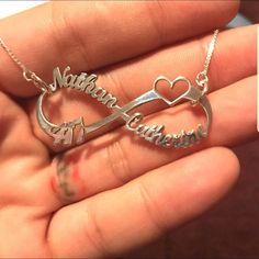 🕉 My special Heart Infinity Necklace!🕉 Tell me in the message section upon checkout, up to 3 names...🕉 Pendant size: 4.2 cm (1.65") wide🕉 Solid Sterling silver 925; nameplate and chain.🕉 Choose your chain length from the menu above, and be sure to tell me the names you would like.🕉 Words are fine too! ex: Hope, Love, Peace. The names of all 3 children too!----------Shipping----------➡I will make and ship your personalized necklace out to you within 4-5 business days. FREE STANDARD USPS shi Customizable Infinity Name Necklace For Anniversary, Personalized Sterling Silver Name Necklace For Anniversary, Infinity Shape Custom Name Necklace For Anniversary, Infinity Name Necklace For Anniversary Gift, Infinity Engraved Name Necklace As Gift, Infinity Engraved Name Necklace For Gift, Silver Infinity Name Necklace For Anniversary, Customized Infinity Name Necklace For Anniversary, Custom Name Infinity Necklace For Anniversary Gift