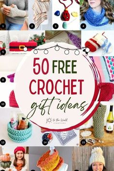 a collage of crochet gifts for women