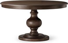 a round wooden table with an iron base and wood grained finish on the top