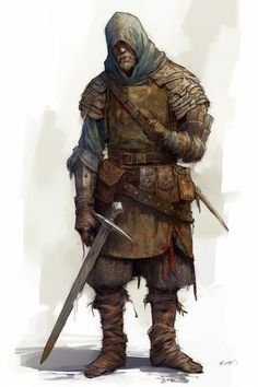 a man dressed in armor holding two swords