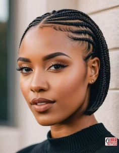 Curly Short Hair For Black Women, Curly Short Braids Black Women, Curly Short Natural Hairstyles, Cornrow Bob Braids, Bob Hair Braids, Short Cornrows Braids For Black Women, Bob Cornrow Braids, Braid Bob Hairstyles For Black Women, Short Curly Braids For Black Women