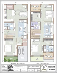 the floor plan for an apartment with two separate rooms and one living room on each side