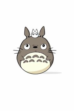 a cartoon character with an egg in the shape of a totoro holding a piece of food