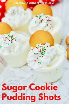 sugar cookie pudding shots with sprinkles on top