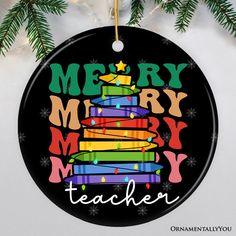 Teacher's Colorful Crayon Christmas Tree Ornament White Lie Shirts, Educator Gifts, Packing Slip, Color Crayons, Fall Halloween Decor, Photo Ornaments, Bubble Mailer, Velvet Pouch, Teacher Favorite Things